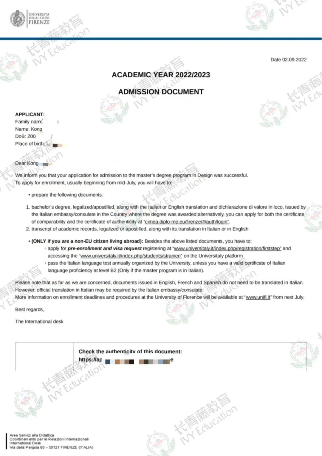 Kong同學-佛羅倫薩大學